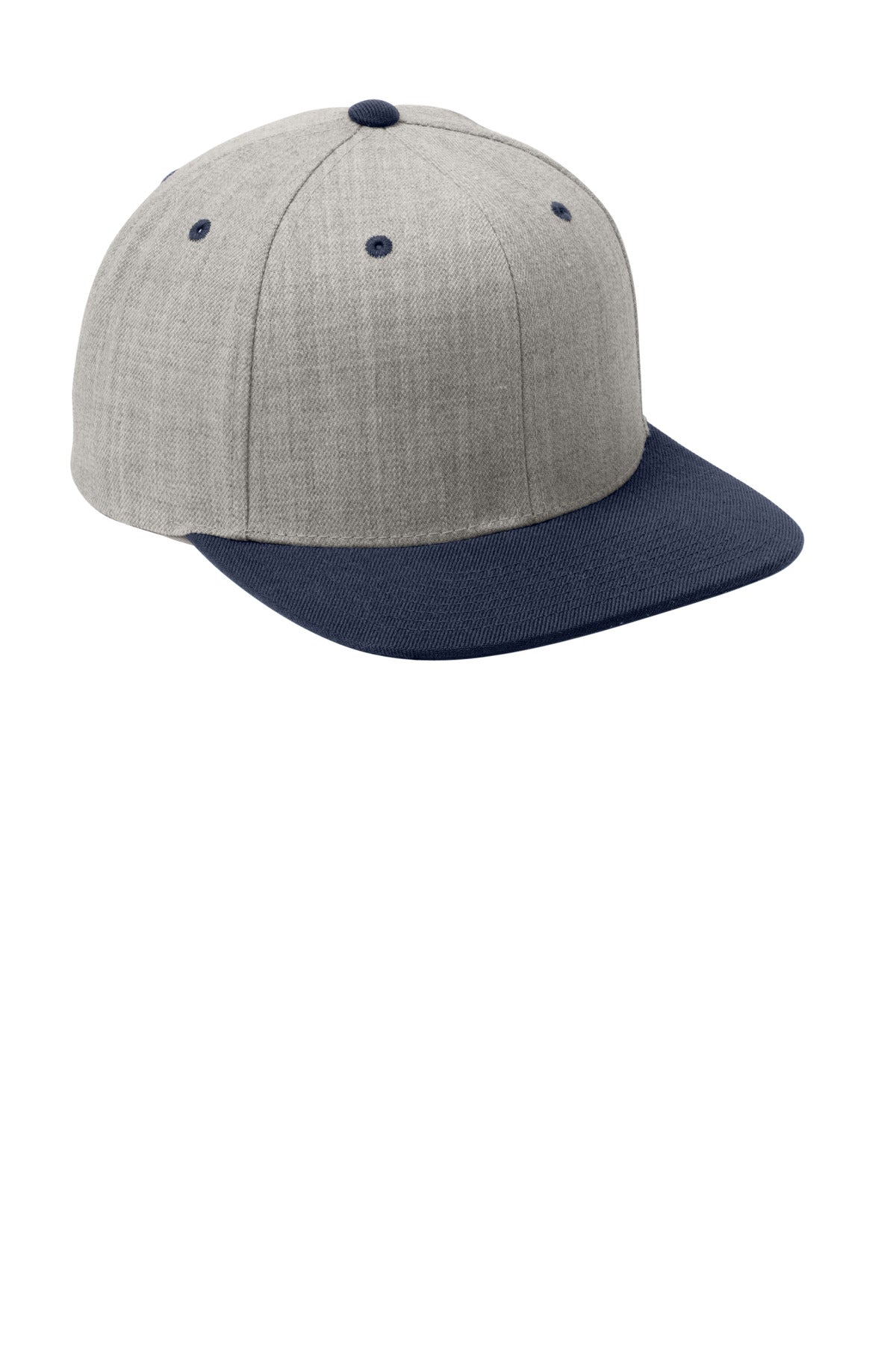 Heather/Tr Nvy Sport-Tek YP Classics Flat Bill Snapback Cap. STC19 plain