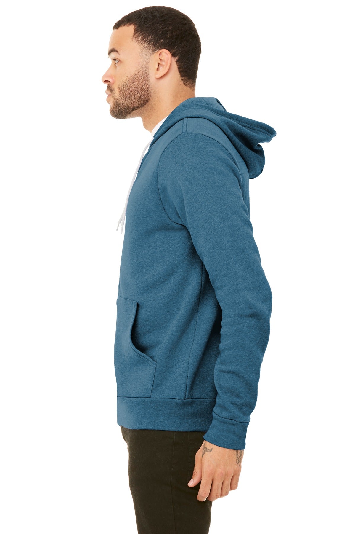 Ht Deep Teal BELLA+CANVAS Unisex Sponge Fleece Pullover Hoodie. BC3719 plain