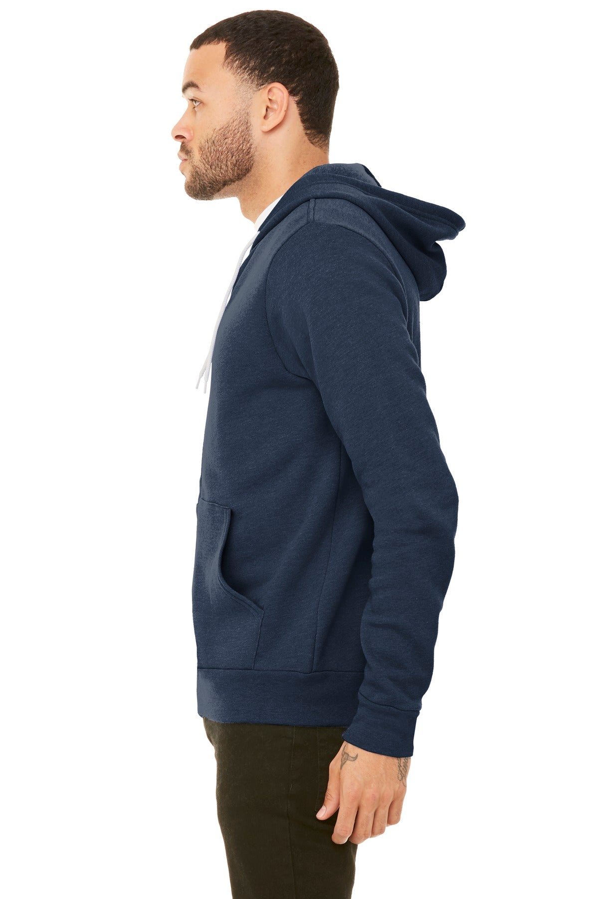 Ht Navy BELLA+CANVAS Unisex Sponge Fleece Pullover Hoodie. BC3719 plain