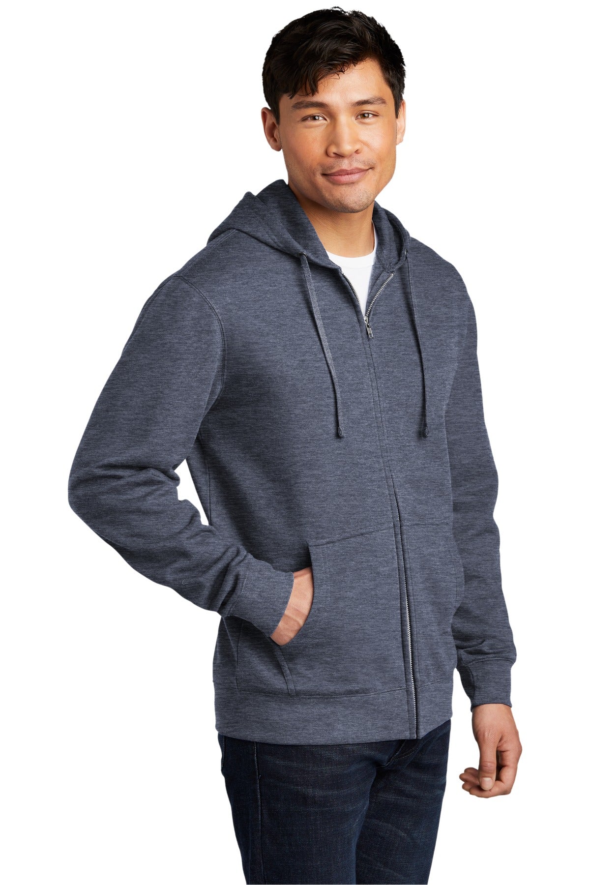 Ht Navy District V.I.T. Fleece Full-Zip Hoodie DT6102 plain