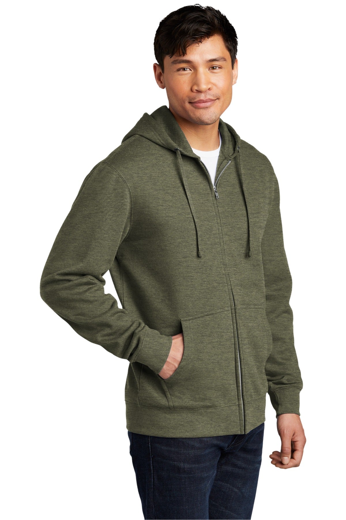 Ht Olive District V.I.T. Fleece Full-Zip Hoodie DT6102 plain