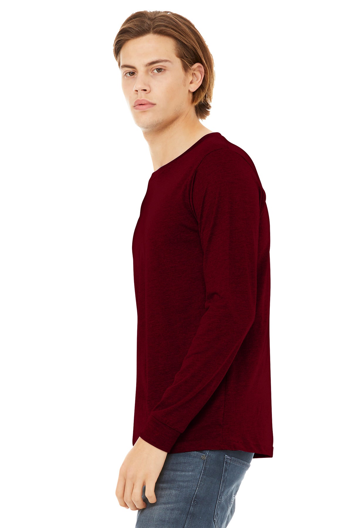 HtCardinal BELLA+CANVAS Unisex Heather CVC Long Sleeve Tee BC3501CVC plain