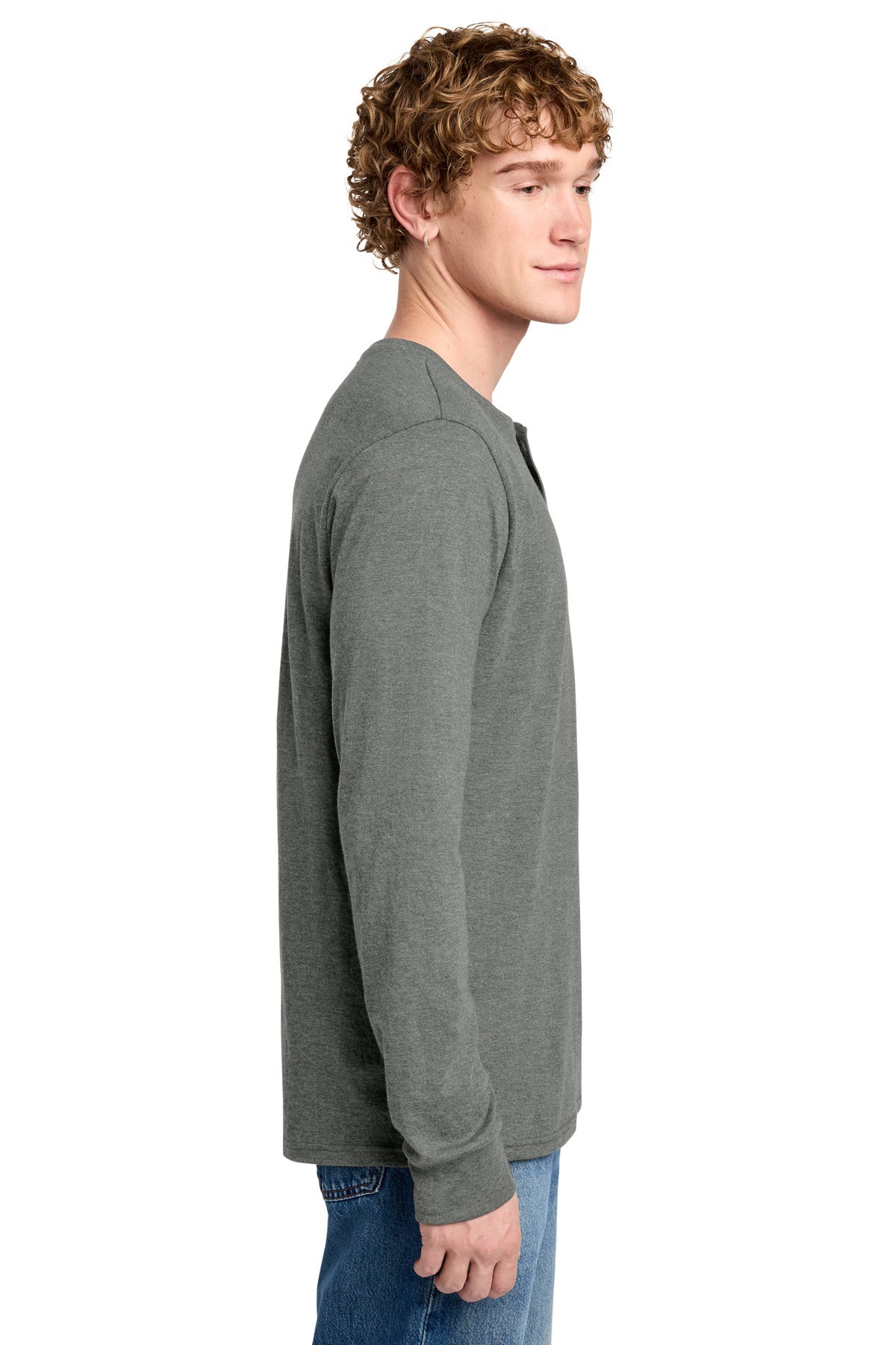 HtdChar District Perfect Tri Long Sleeve Henley DT145 plain
