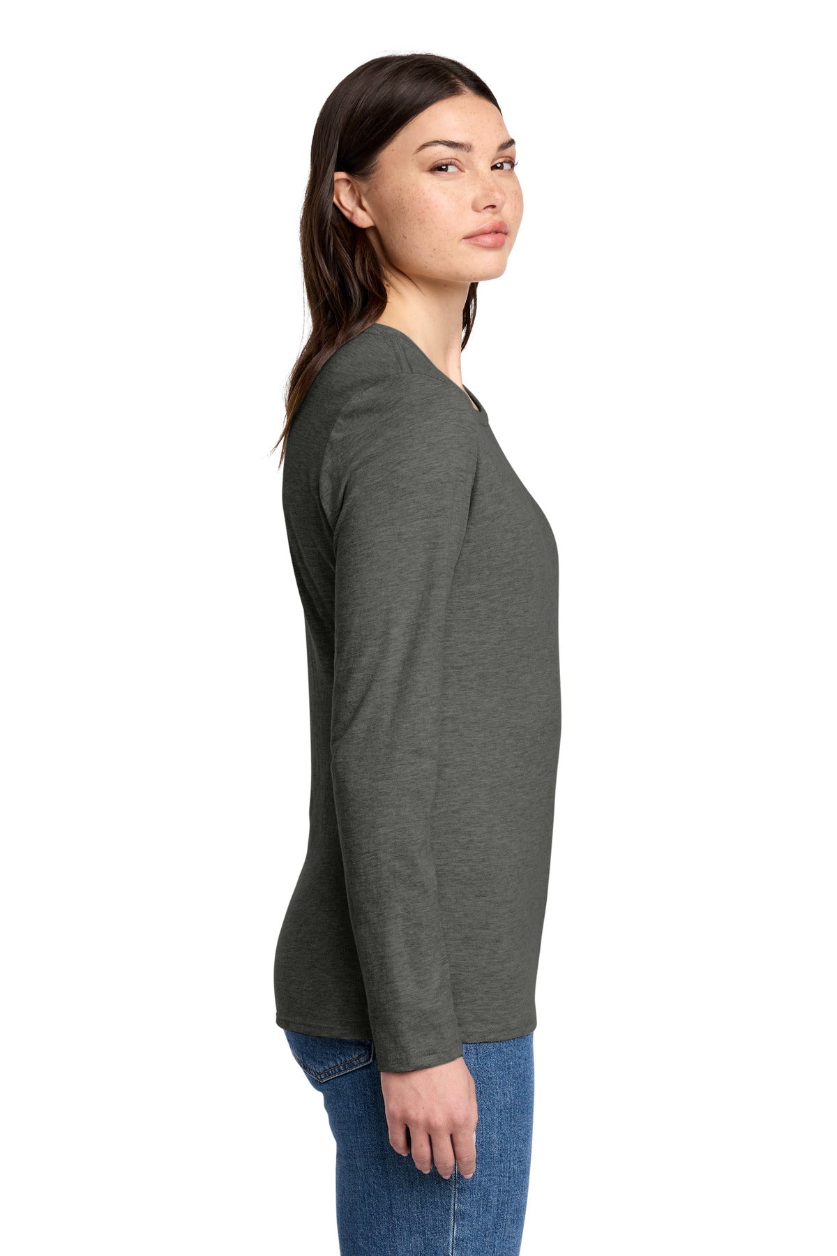 HtdChar District Women's Perfect Blend CVC Long Sleeve Tee DT110 plain