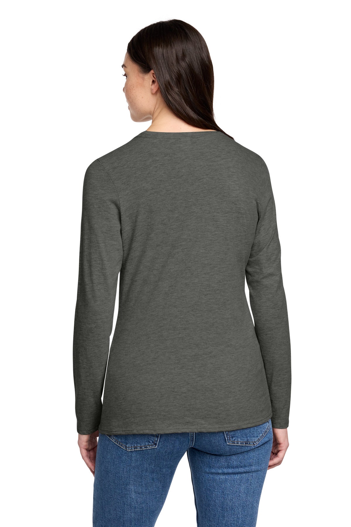 HtdChar District Women's Perfect Blend CVC Long Sleeve Tee DT110 plain