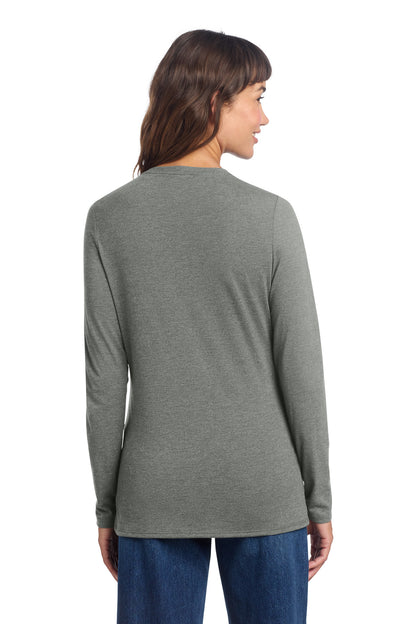 HtdChar District Women's Perfect Tri Long Sleeve V-Neck Tee DT135 plain