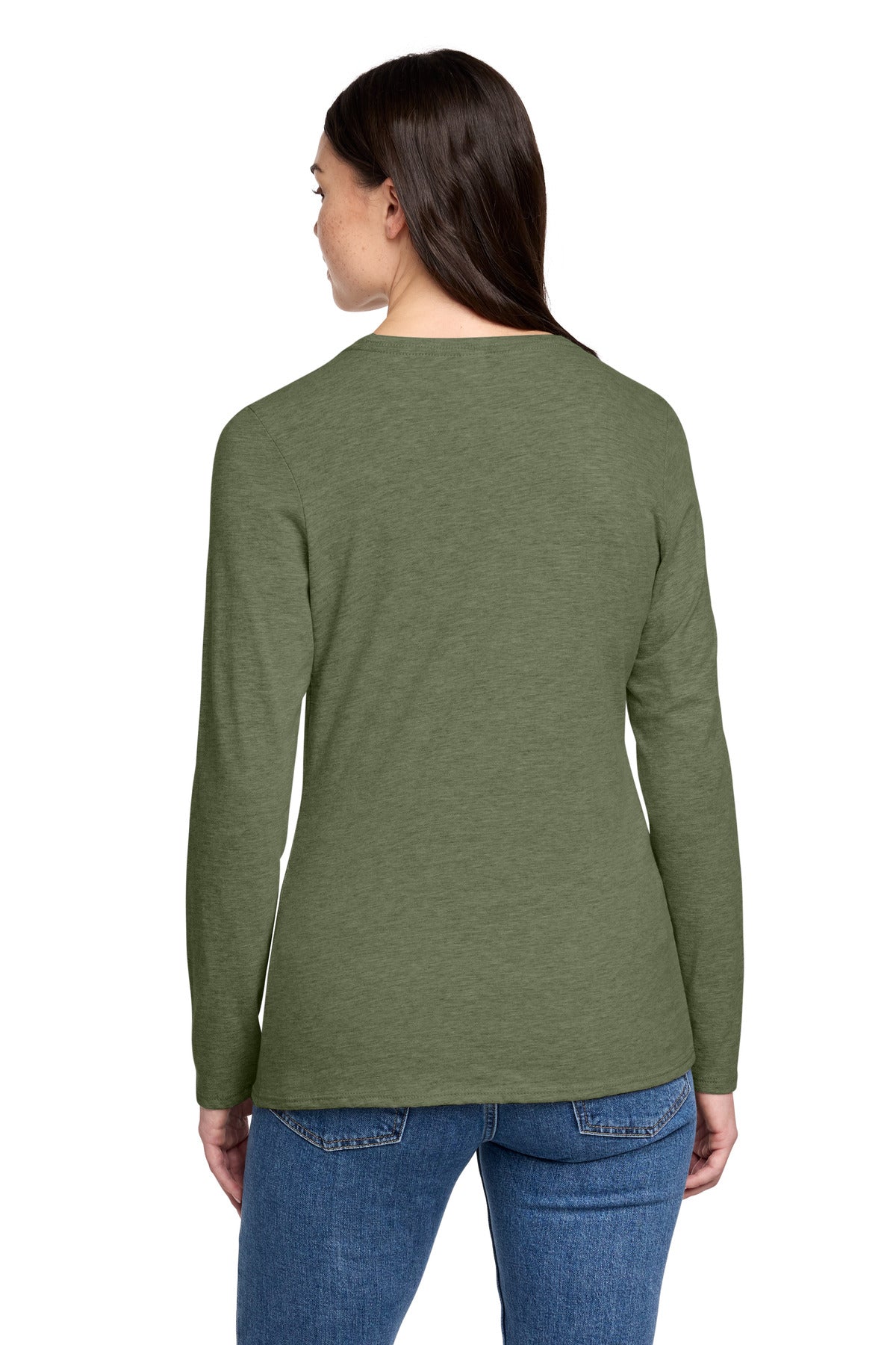 HtdOlive District Women's Perfect Blend CVC Long Sleeve Tee DT110 plain