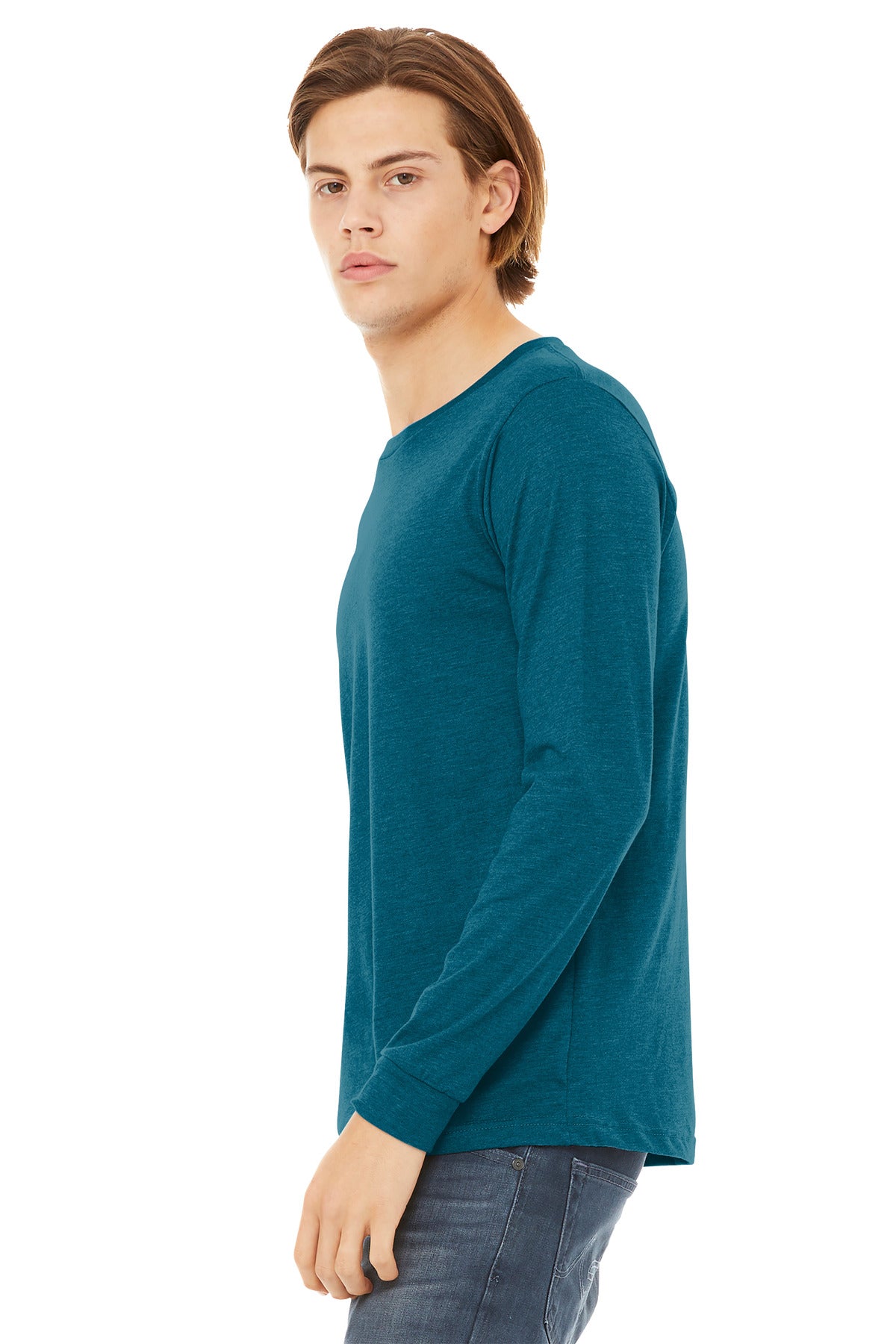 HtDpTeal BELLA+CANVAS Unisex Heather CVC Long Sleeve Tee BC3501CVC plain