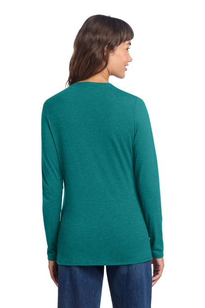 HtdTeal District Women's Perfect Tri Long Sleeve V-Neck Tee DT135 plain