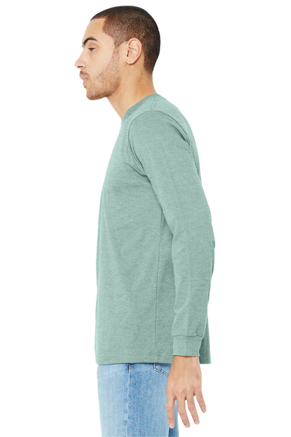 HtDustyBl BELLA+CANVAS Unisex Heather CVC Long Sleeve Tee BC3501CVC plain