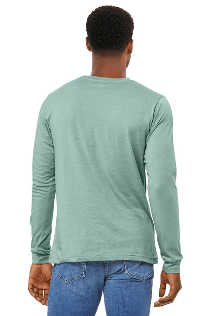 HtDustyBl BELLA+CANVAS Unisex Heather CVC Long Sleeve Tee BC3501CVC plain