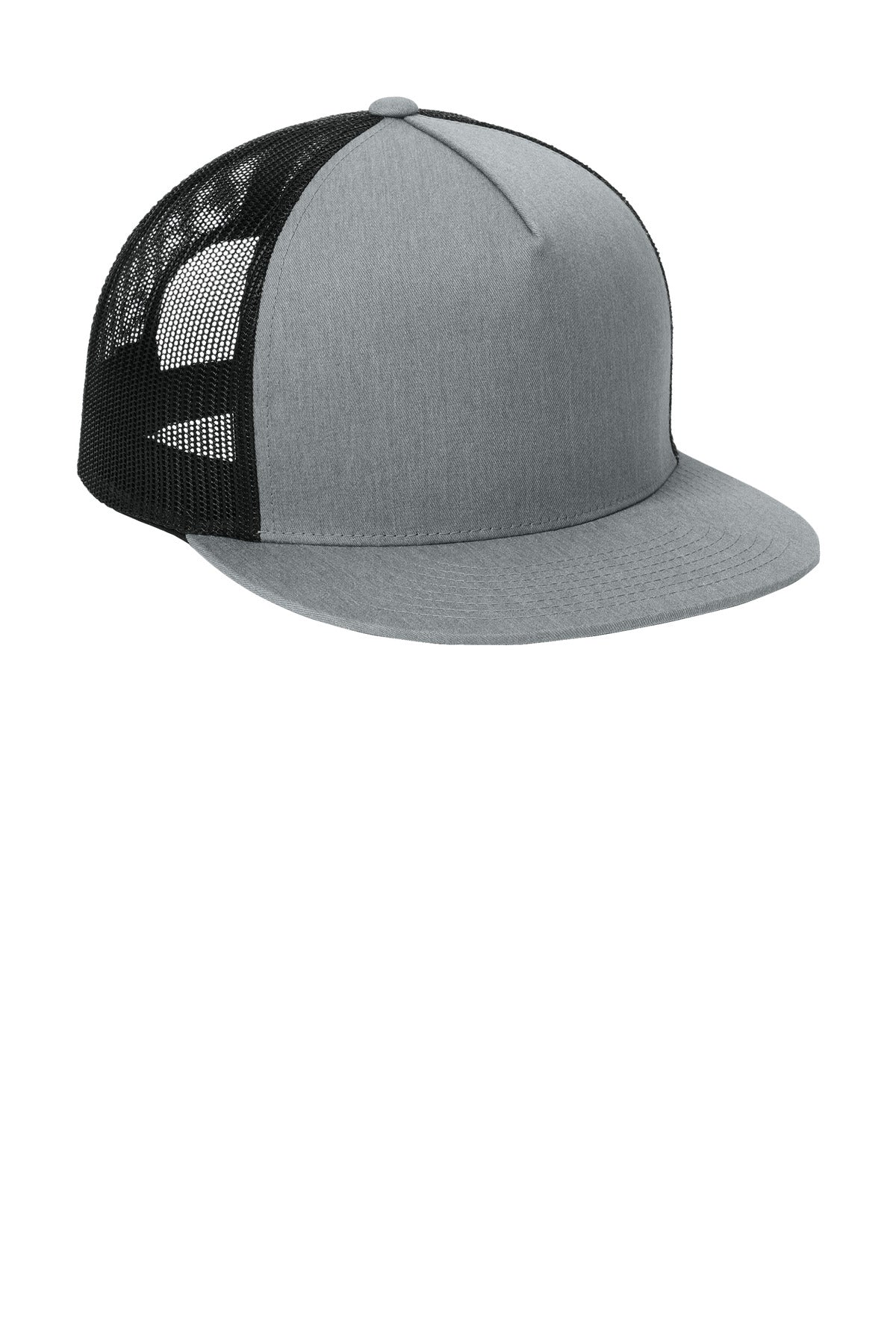 HtGrey/Blk Sport-Tek YP Classics 5-Panel Classic Trucker Mesh Back Cap. STC38