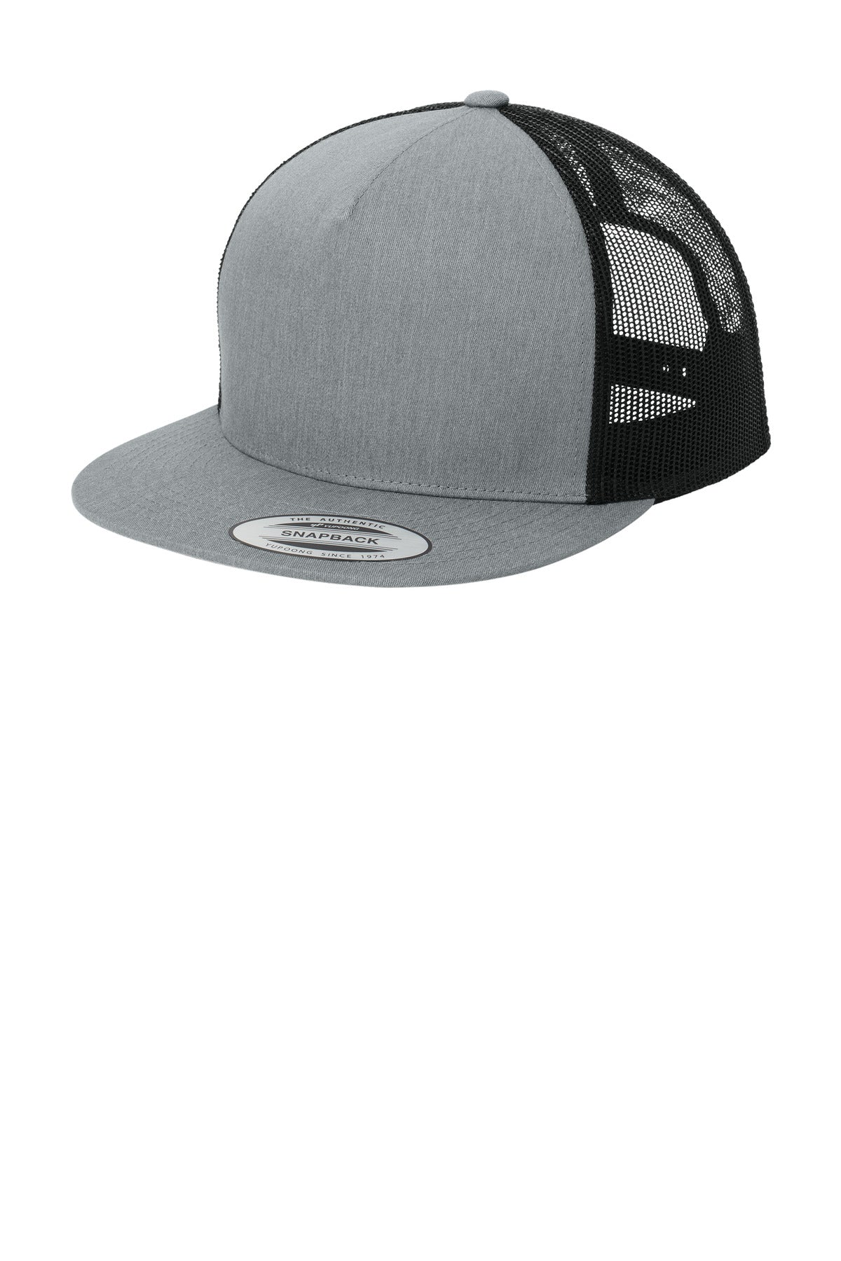 HtGrey/Blk Sport-Tek YP Classics 5-Panel Classic Trucker Mesh Back Cap. STC38
