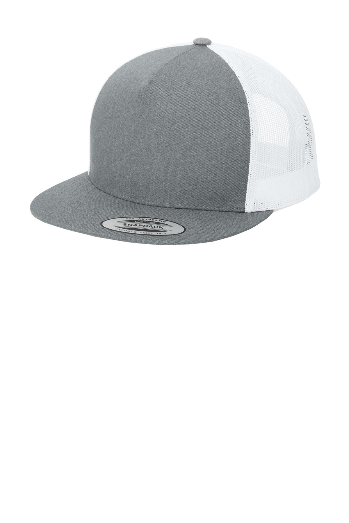 HtGy/White Sport-Tek YP Classics 5-Panel Classic Trucker Mesh Back Cap. STC38