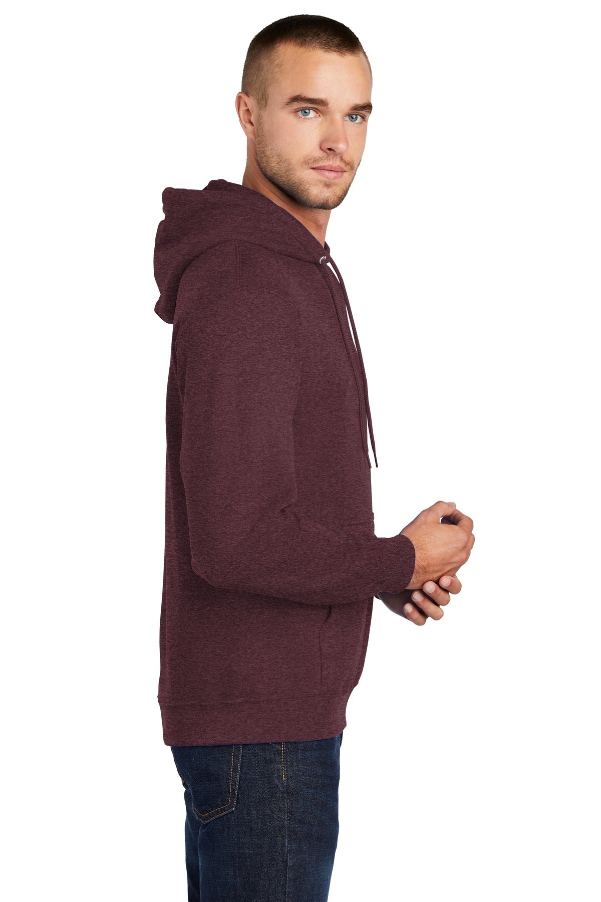 Hthr Ath Marn Port & Co Core Fleece Pullover Hooded Sweatshirt. PC78H