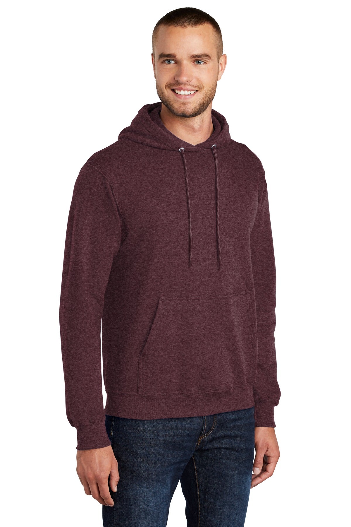 Hthr Ath Marn Port & Co Core Fleece Pullover Hooded Sweatshirt. PC78H