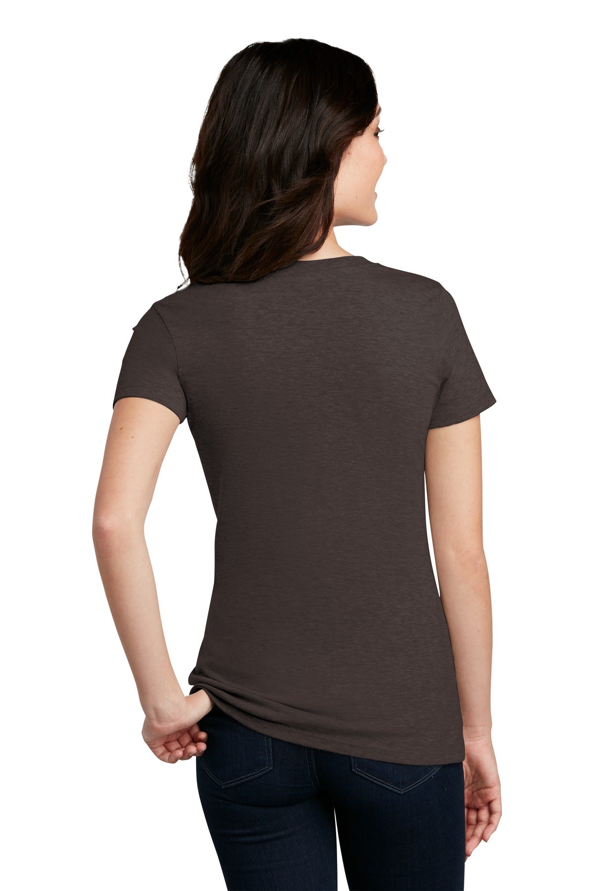 Hthr Brown District Women's Perfect Blend CVC Tee. DM108L plain