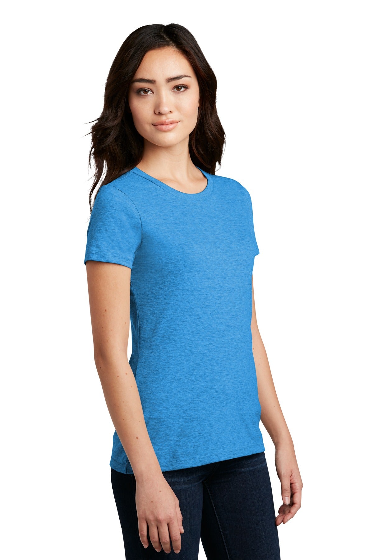 Hthr Brt Turqu District Women's Perfect Blend CVC Tee. DM108L plain