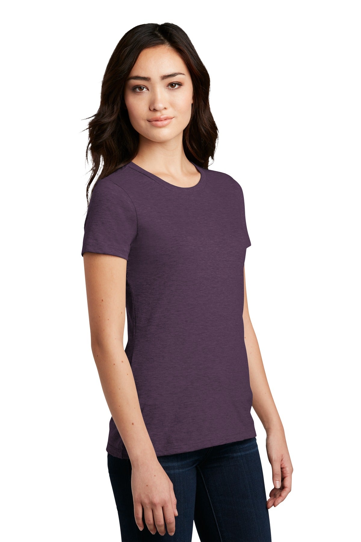 Hthr Eggplant District Women's Perfect Blend CVC Tee. DM108L plain