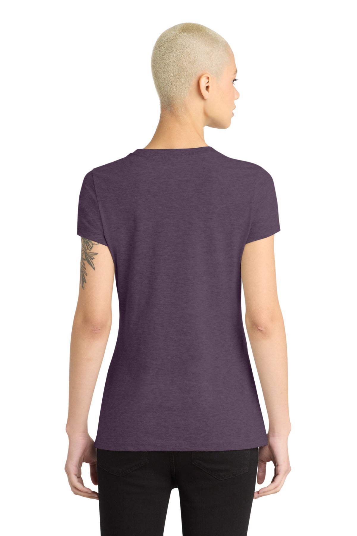 Hthr Eggplant District Women's Perfect Blend CVC Tee. DM108L plain