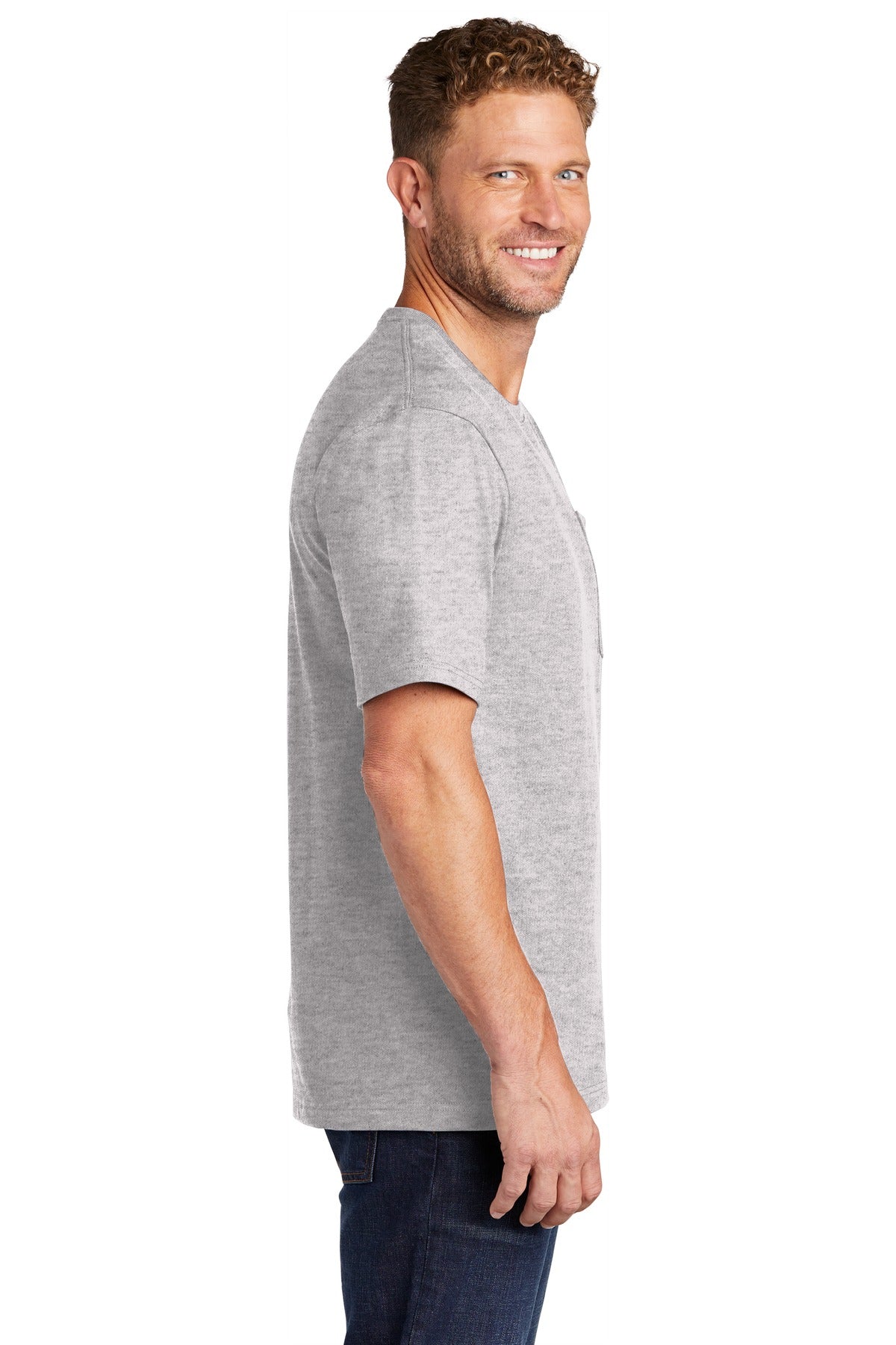 Hthr Grey CornerStone Workwear Pocket Tee CS430 plain