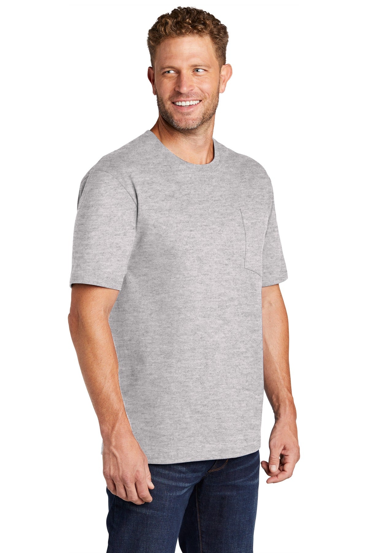 Hthr Grey CornerStone Workwear Pocket Tee CS430 plain