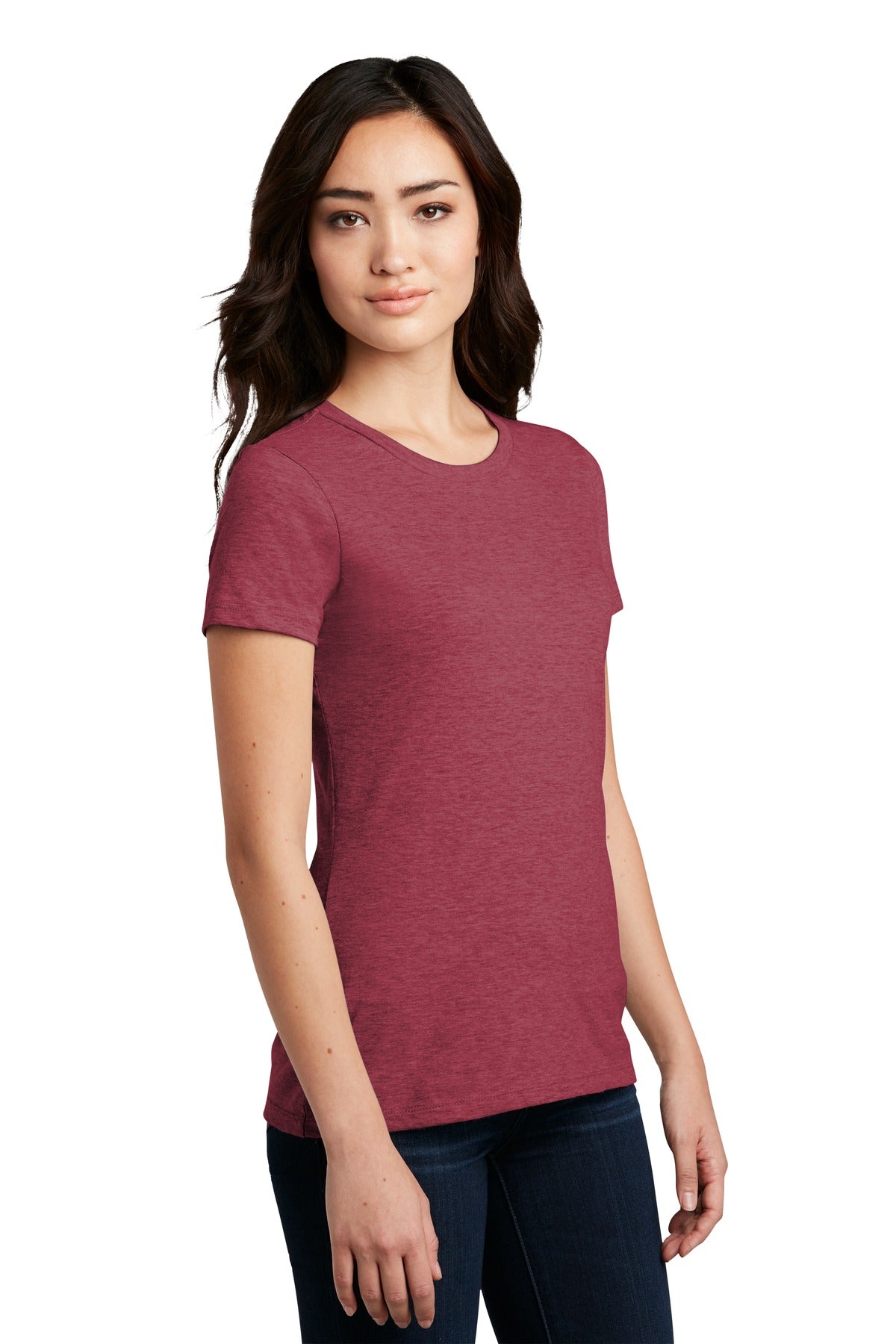 Hthr Red District Women's Perfect Blend CVC Tee. DM108L plain