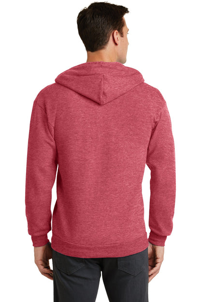 Hthr Red Port & Co Core Fleece Full-Zip Hooded Sweatshirt. PC78ZH plain
