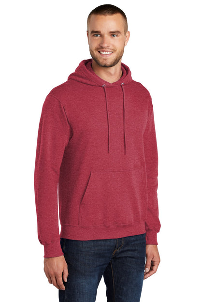 Hthr Red Port & Co Core Fleece Pullover Hooded Sweatshirt. PC78H