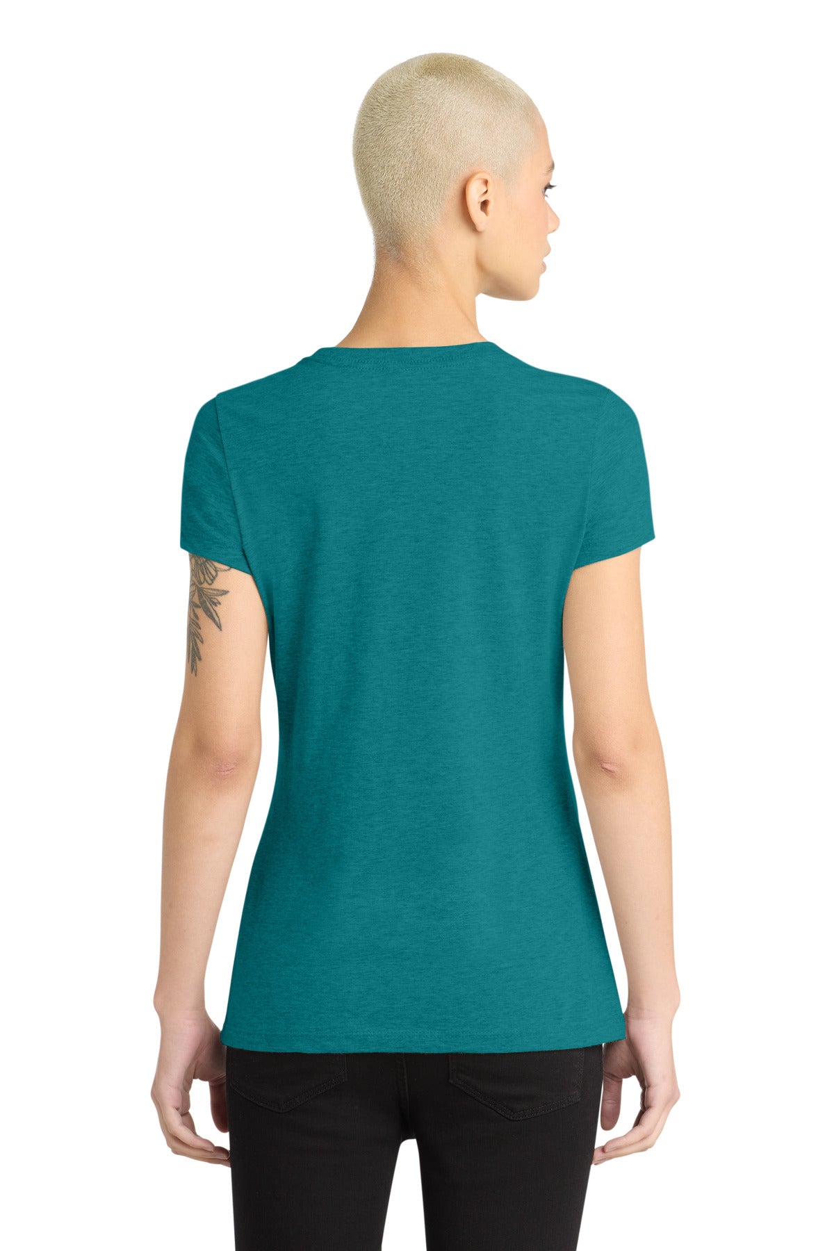 Hthr Teal District Women's Perfect Blend CVC Tee. DM108L plain