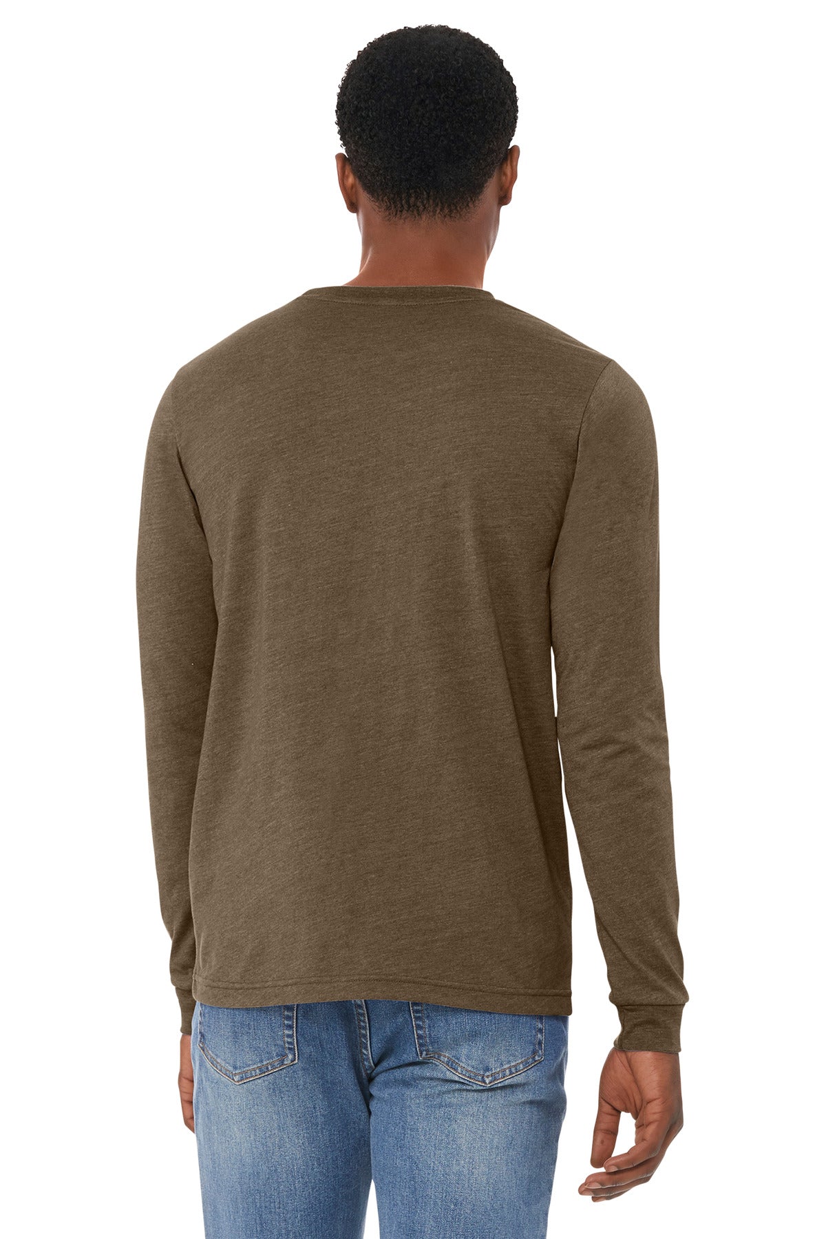 HthrBrown BELLA+CANVAS Unisex Heather CVC Long Sleeve Tee BC3501CVC plain