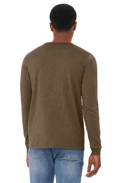 HthrBrown BELLA+CANVAS Unisex Heather CVC Long Sleeve Tee BC3501CVC plain