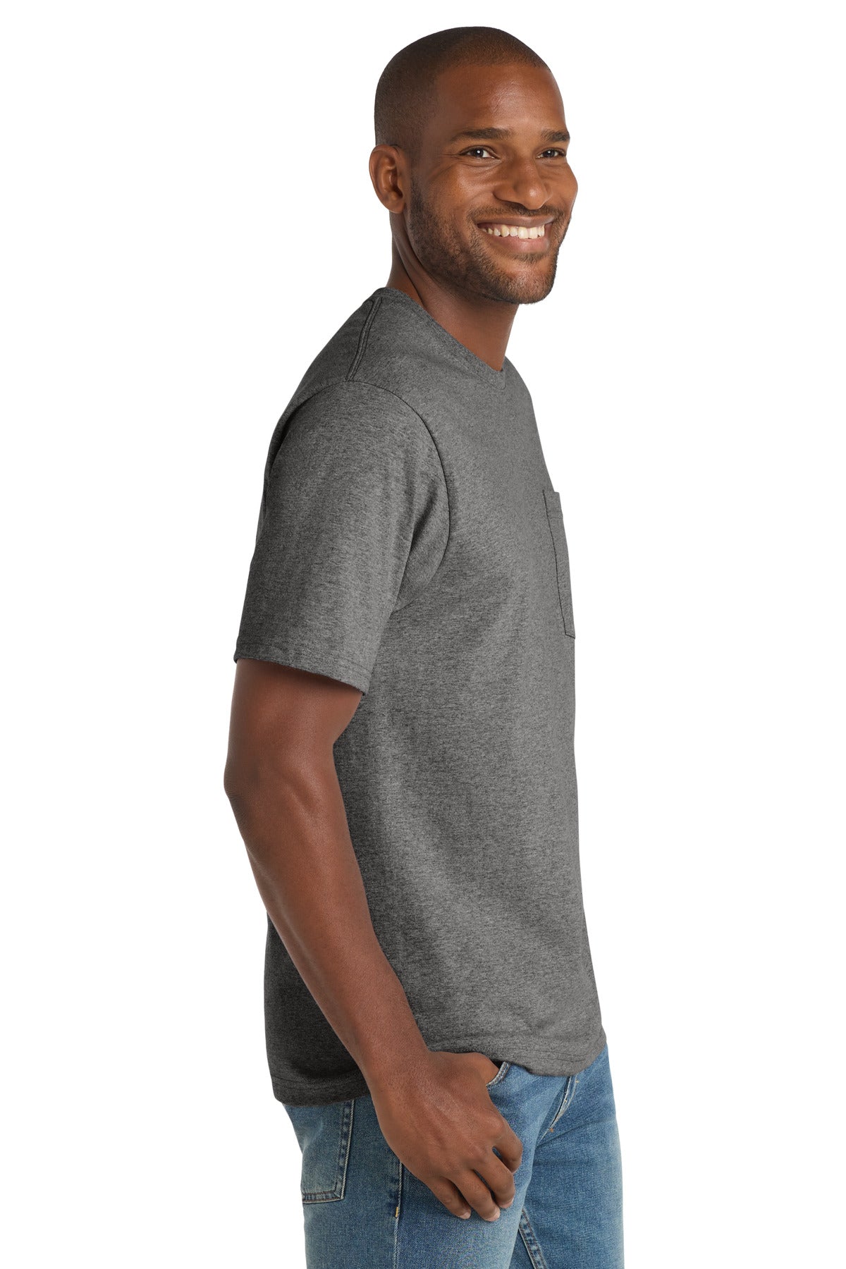 Hthrd Charcoal CornerStone Workwear Pocket Tee CS430 plain
