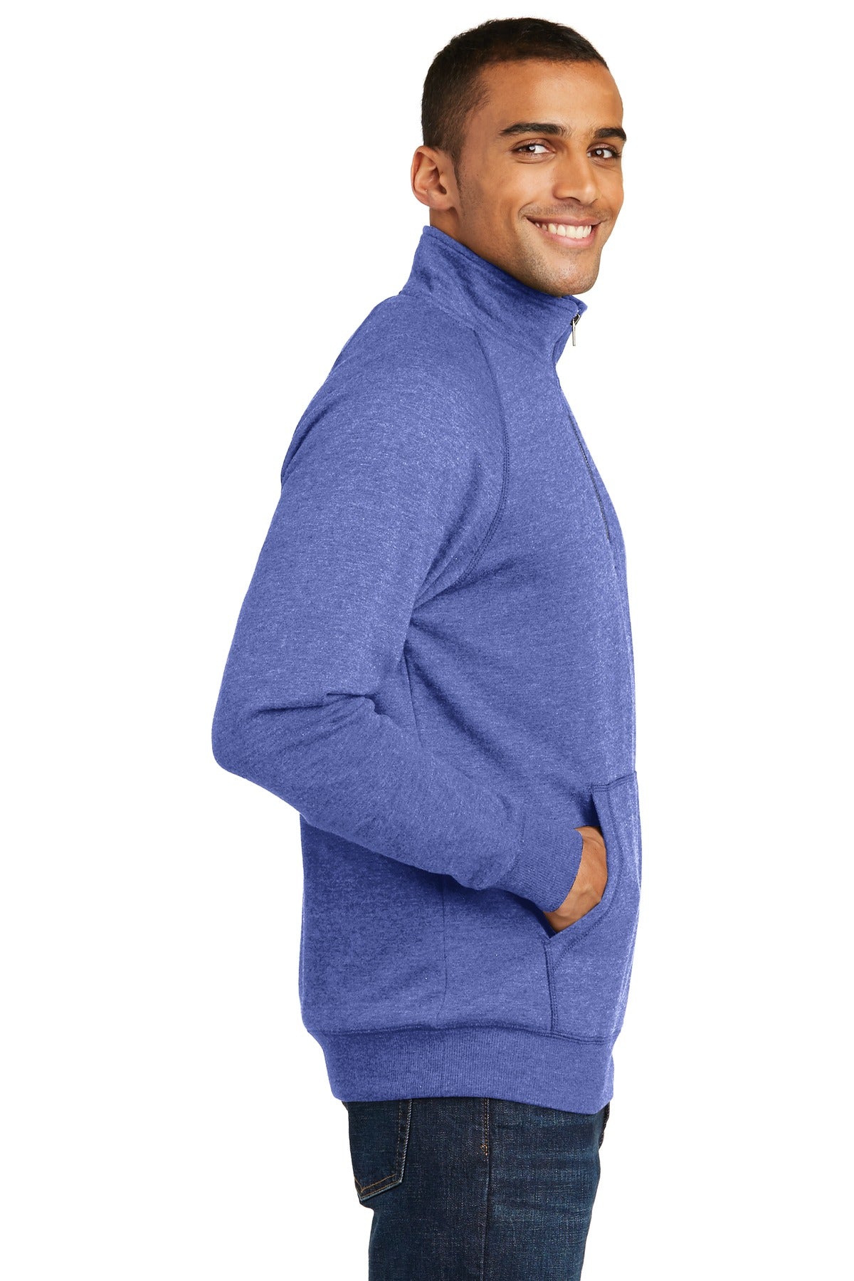 Hthrd Deep Roy District Lightweight Fleece 1/4-Zip. DM392 plain