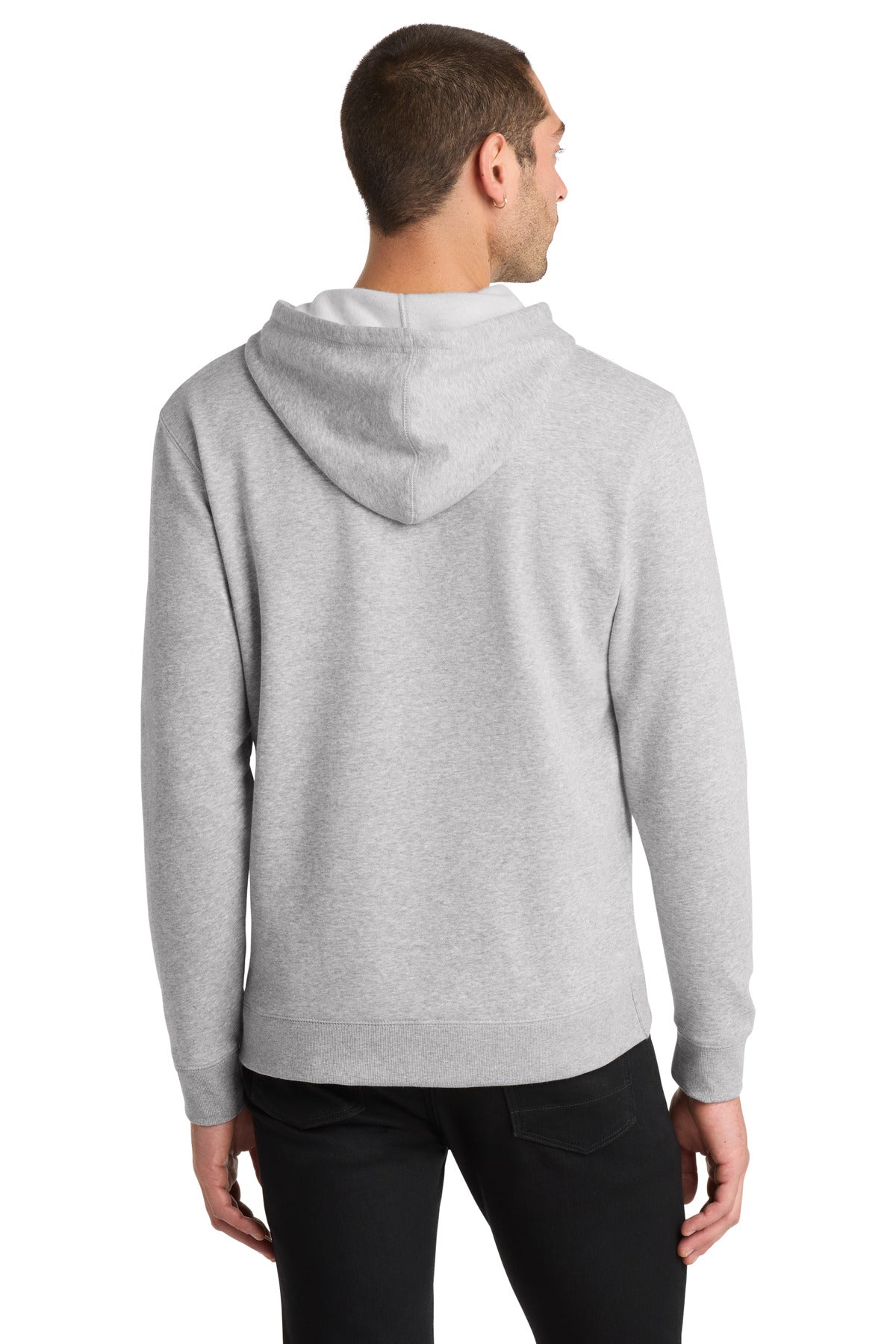 Hthrd Grey District Lightweight Fleece Hoodie. DM391 plain