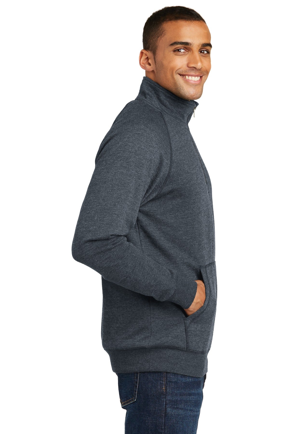 Hthrd Navy District Lightweight Fleece 1/4-Zip. DM392 plain