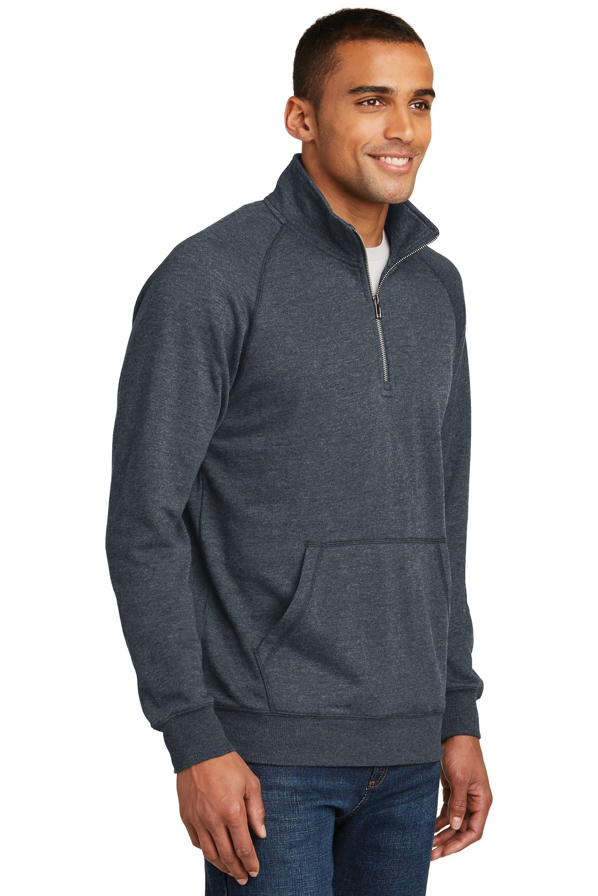 Hthrd Navy District Lightweight Fleece 1/4-Zip. DM392 plain