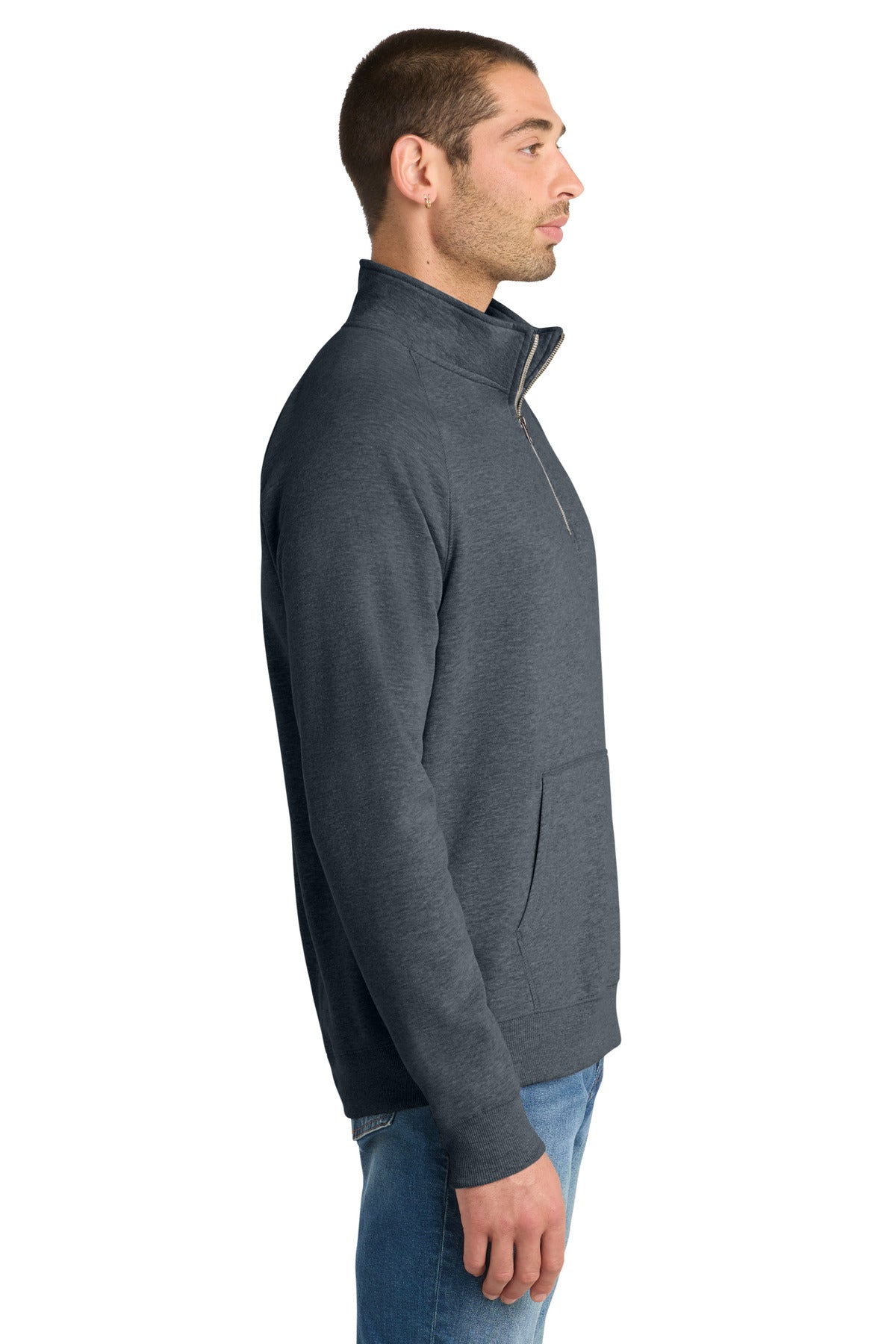 Hthrd Navy District Lightweight Fleece 1/4-Zip. DM392 plain