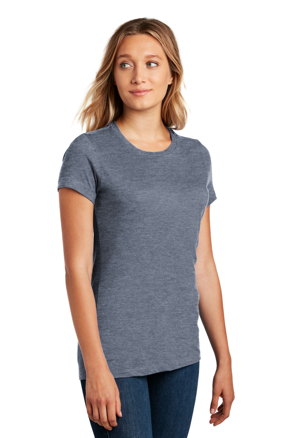 Hthrd Navy District Women's Perfect Weight Tee. DM104L plain