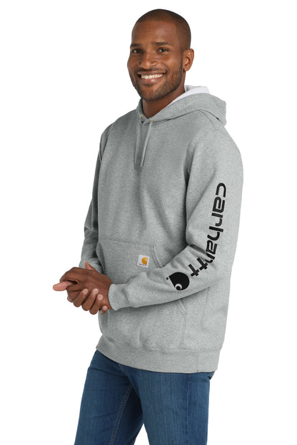 HthrGrey Carhartt Midweight Hooded Logo Sweatshirt CTK288 plain