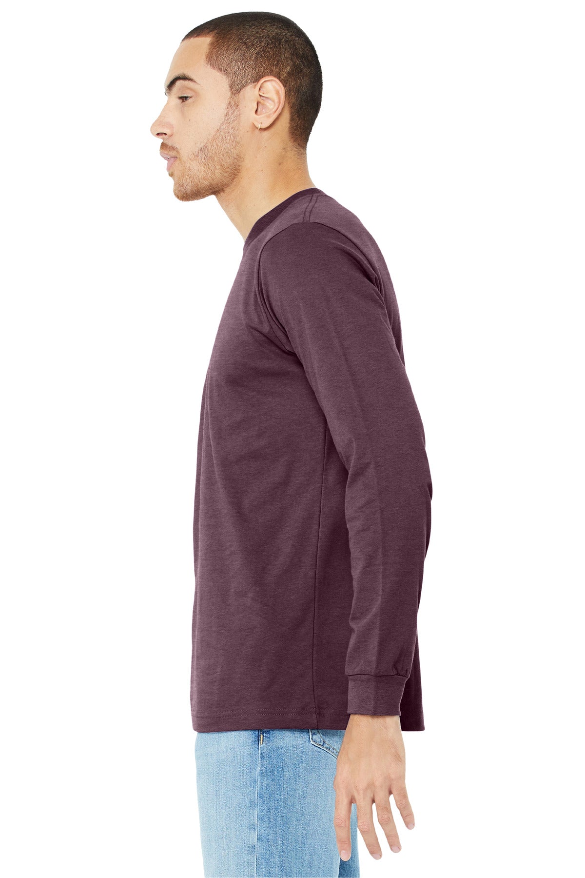 HthrMaroon BELLA+CANVAS Unisex Heather CVC Long Sleeve Tee BC3501CVC plain