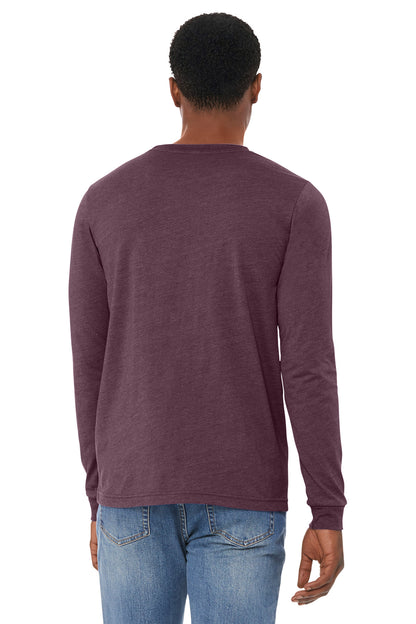 HthrMaroon BELLA+CANVAS Unisex Heather CVC Long Sleeve Tee BC3501CVC plain