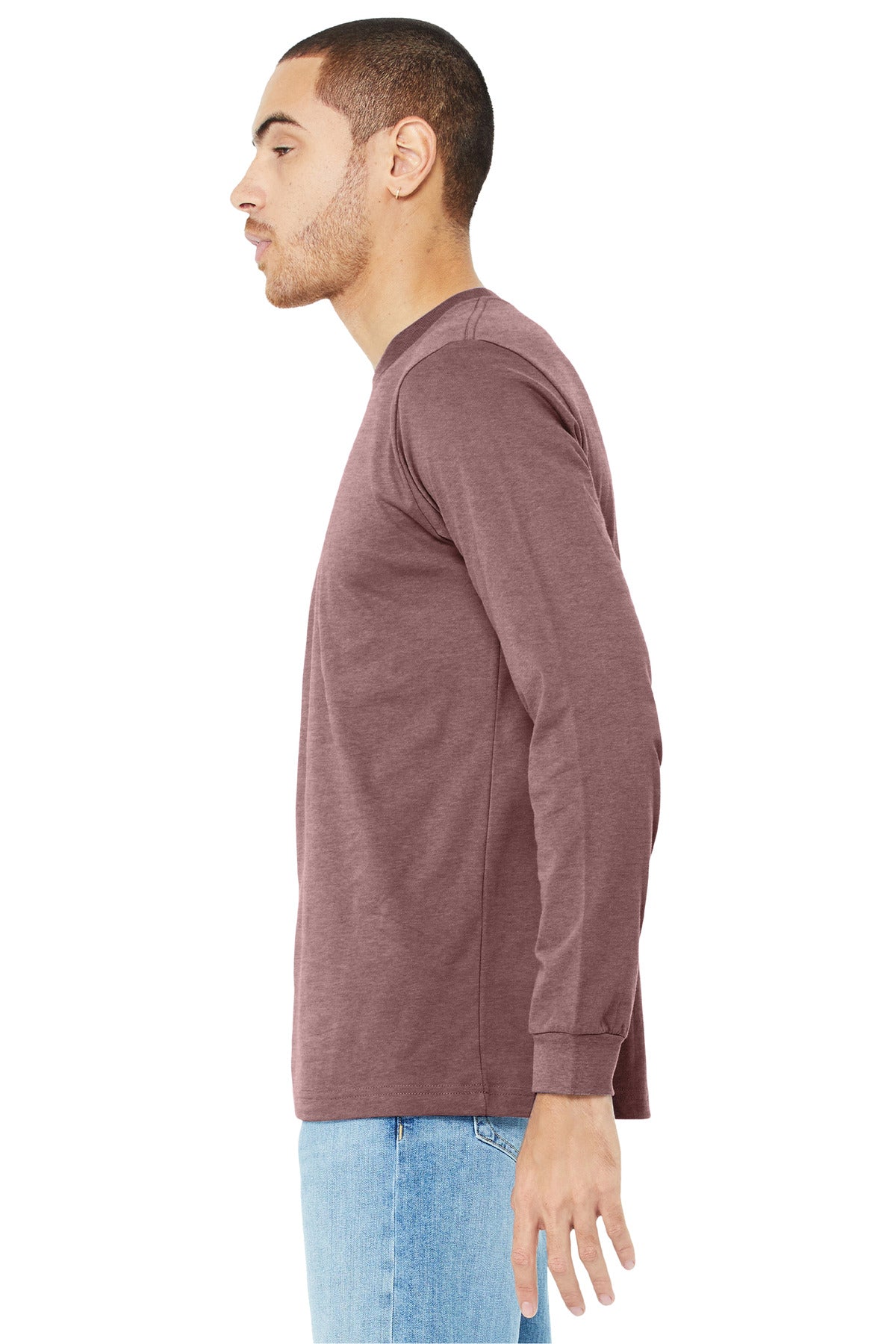 HthrMauve BELLA+CANVAS Unisex Heather CVC Long Sleeve Tee BC3501CVC plain
