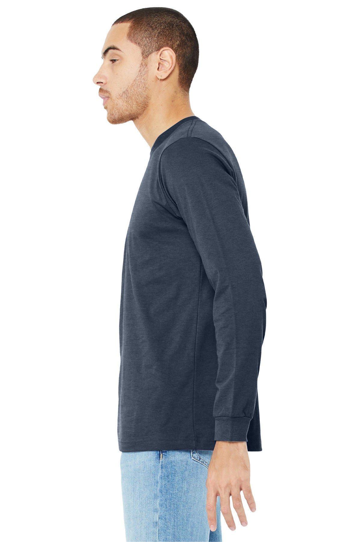 HthrNavy BELLA+CANVAS Unisex Heather CVC Long Sleeve Tee BC3501CVC plain