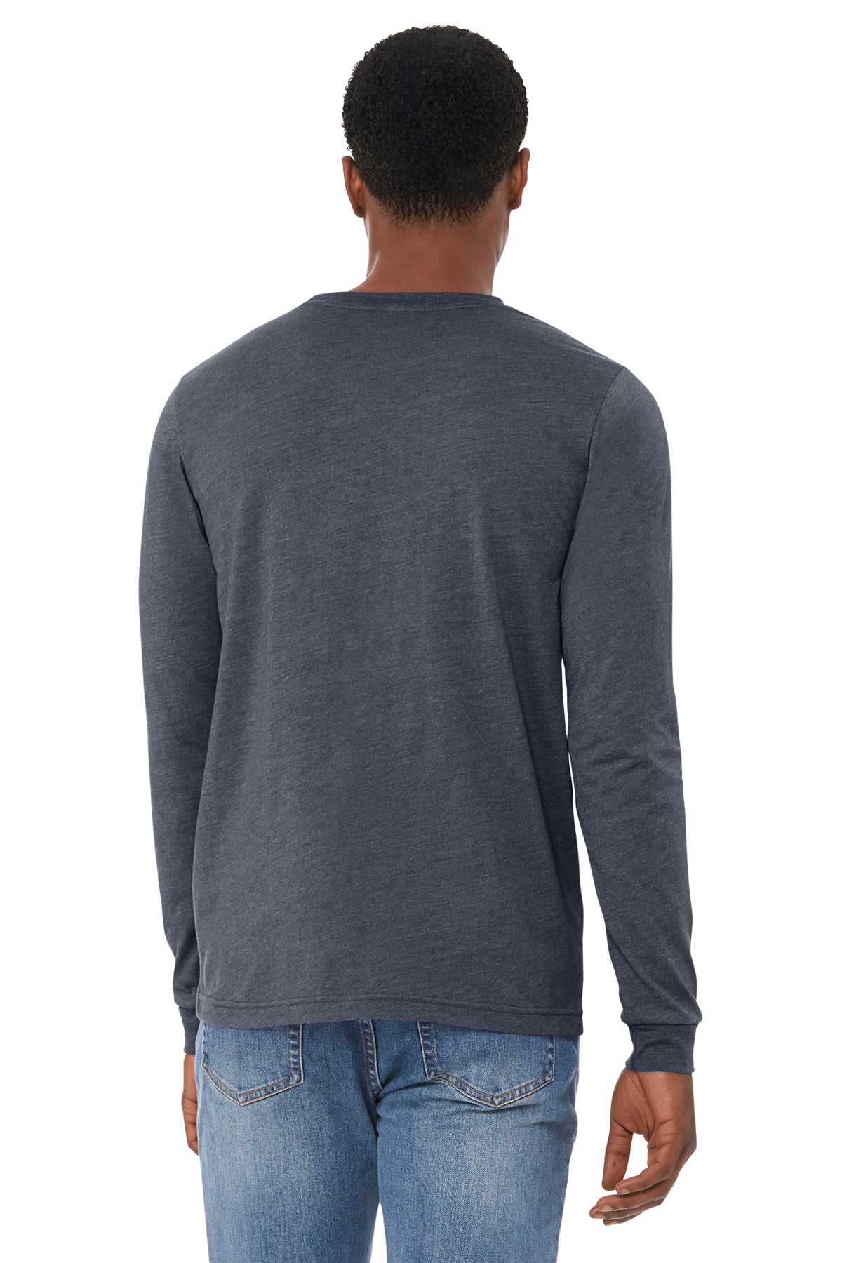 HthrNavy BELLA+CANVAS Unisex Heather CVC Long Sleeve Tee BC3501CVC plain