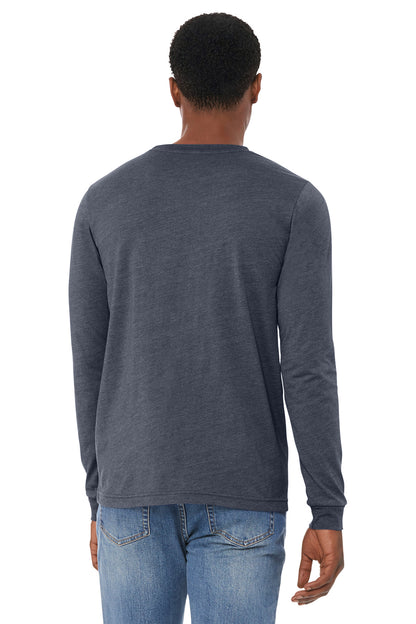 HthrNavy BELLA+CANVAS Unisex Heather CVC Long Sleeve Tee BC3501CVC plain