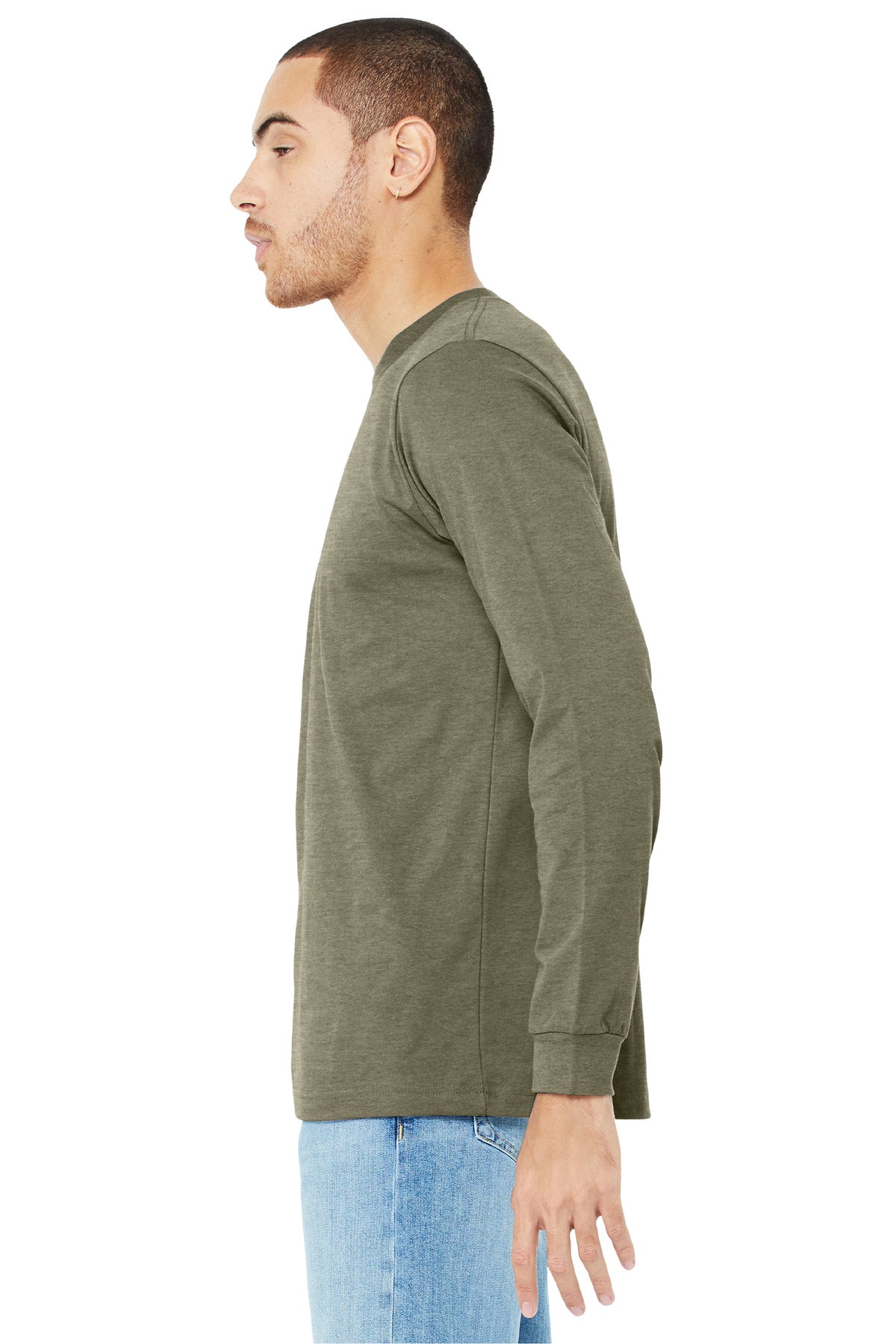 HthrOlive BELLA+CANVAS Unisex Heather CVC Long Sleeve Tee BC3501CVC plain