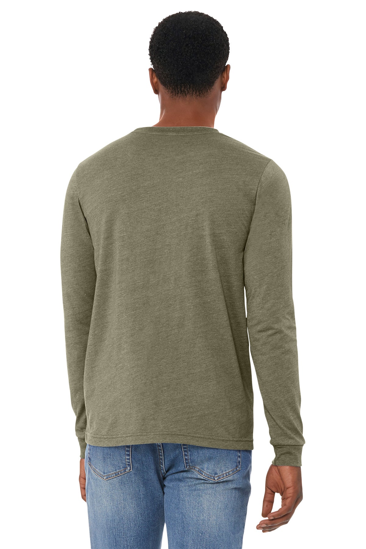 HthrOlive BELLA+CANVAS Unisex Heather CVC Long Sleeve Tee BC3501CVC plain