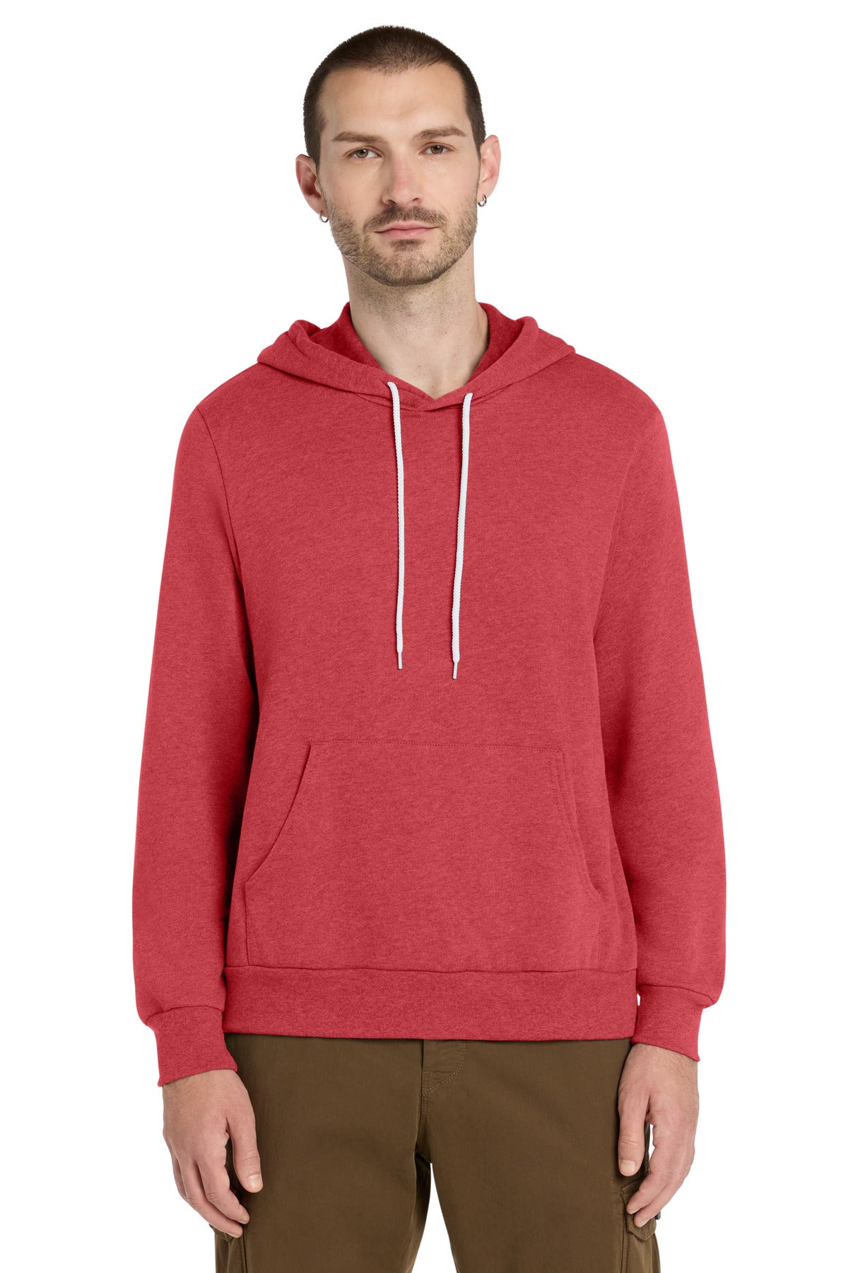 HthrRed BELLA+CANVAS Unisex Sponge Fleece Pullover Hoodie. BC3719