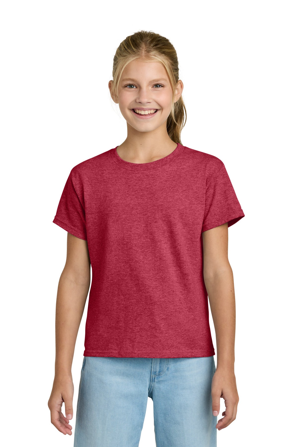 HthrRed Gildan Youth Light Cotton Tee 3000B